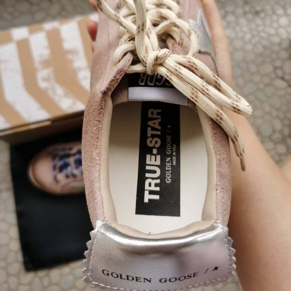 Golden Goose White and Gold Sneakers - Picture 7 of 9